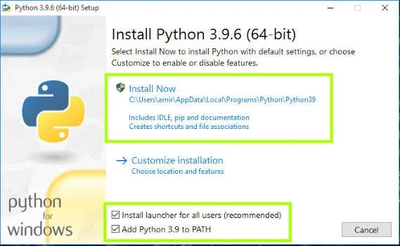 گزینه Add python.exe to PATH در صفحه نصب Python برای ویندوز